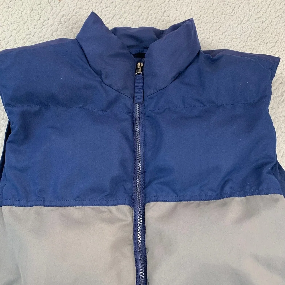 St. Johns Bay Puffer Vest Mens L Blue Grey Colorblock‎ Quilted Full Zip